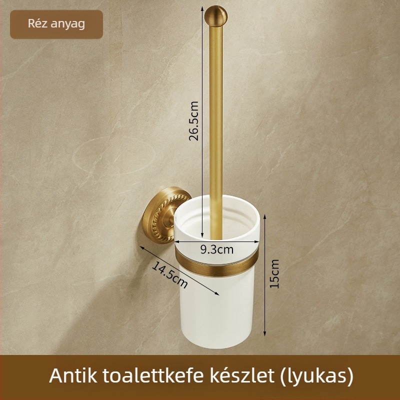 Rézből készült törölközőtartó, antik stílusú fürdőszobai tároló, kefés felülettel, 10 kg teherbírás