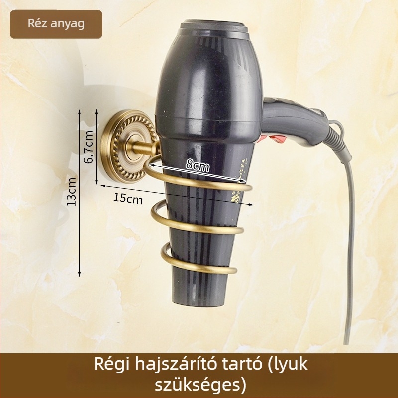 Rézből készült törölközőtartó, antik stílusú fürdőszobai tároló, kefés felülettel, 10 kg teherbírás
