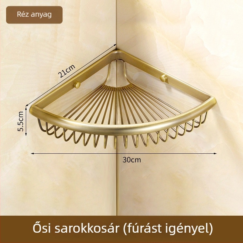 Rézből készült törölközőtartó, antik stílusú fürdőszobai tároló, kefés felülettel, 10 kg teherbírás