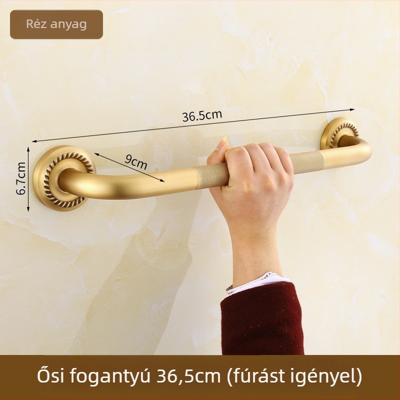 Rézből készült törölközőtartó, antik stílusú fürdőszobai tároló, kefés felülettel, 10 kg teherbírás