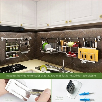 Xinyi jia Skandináv stílusú multifunkcionális konyhai akasztó polc, falra szerelhető, 201 rozsdamentes acél, szárító tálak tartó