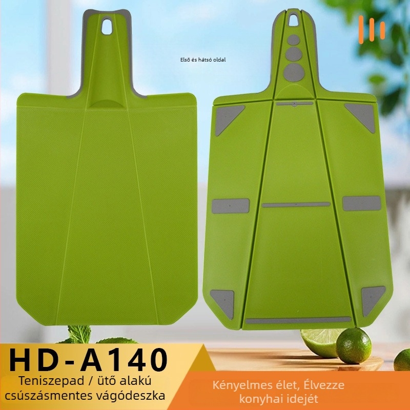 Raketa alakú csúszásmentes vágódeszka, kültéri műanyagból, hordozható és összecsukható, élelmiszerbiztonságos. Anyag: Plastic + TPR; Eredet: Yangjiang; Stílus: Kényelmes