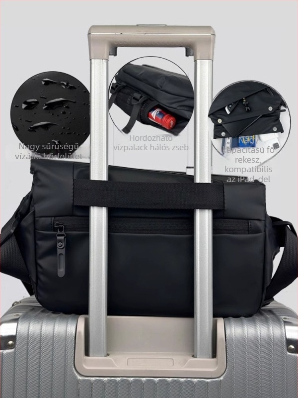 Férfi mellkasi táska fedéllel, városi minimalist stílus, Oxford anyag, poliészter bélés