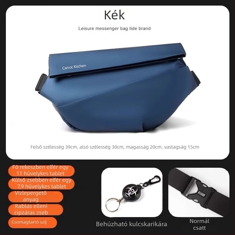 Férfi mellkasi táska fedéllel, városi minimalist stílus, Oxford anyag, poliészter bélés