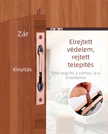 Rejtett ajtózár, F-típus, 304 rozsdamentes acél, elektroplatinált felület, modern stílus
