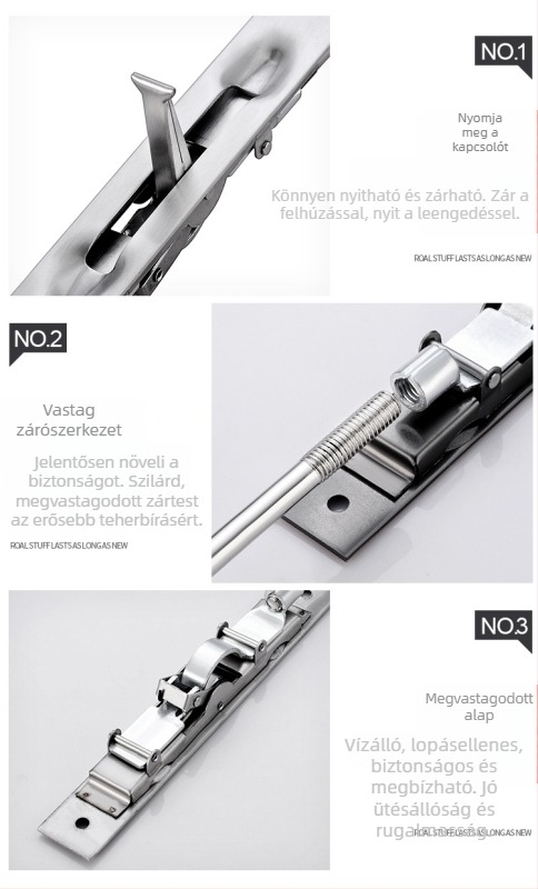 Rejtett ajtózár, F-típus, 304 rozsdamentes acél, elektroplatinált felület, modern stílus
