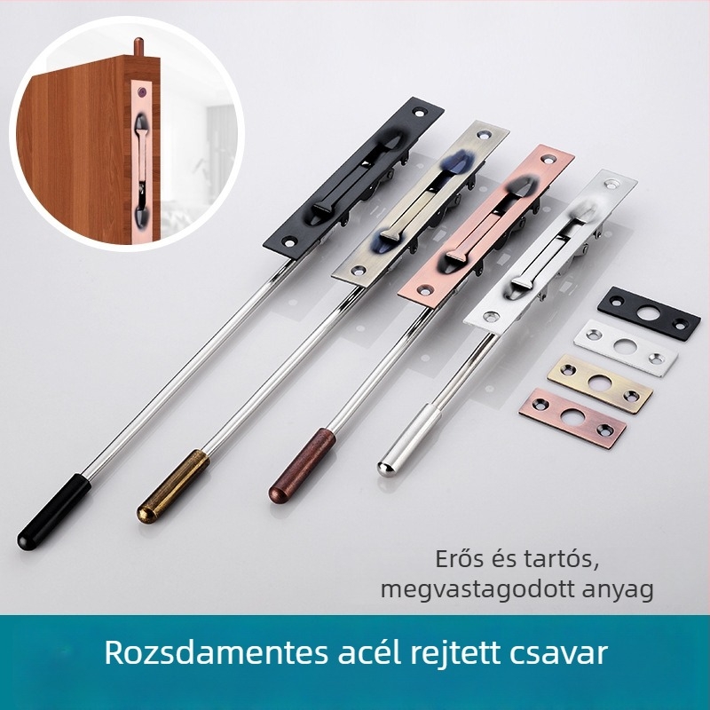 Rejtett ajtózár, F-típus, 304 rozsdamentes acél, elektroplatinált felület, modern stílus