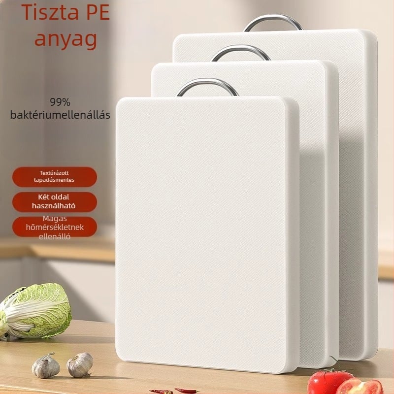 Háztartási műanyag vágódeszka csúszásmentes és penészálló felülettel; gyümölcs- és zöldségvágó deszka és tészta nyújtó deszka.