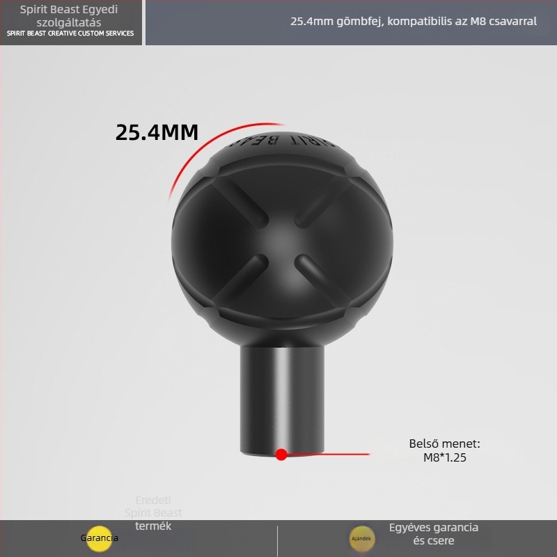 Elektromos jármű: univerzális gömbfejes tartó összekötő rúddal M6/M8/M10, Ø17 mm, adapter gömbfej Ø20 mm, 25 mm