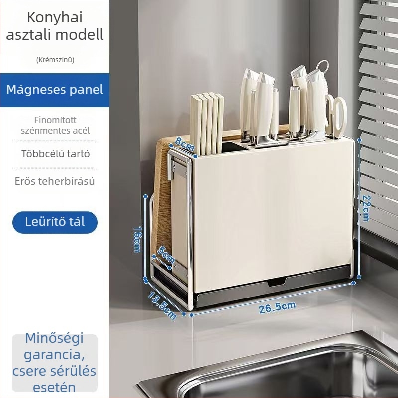 Konyhai késállvány – többfunkciós, mozgatható, szénacélból, nordic stílusú téglalap alakú dizájn