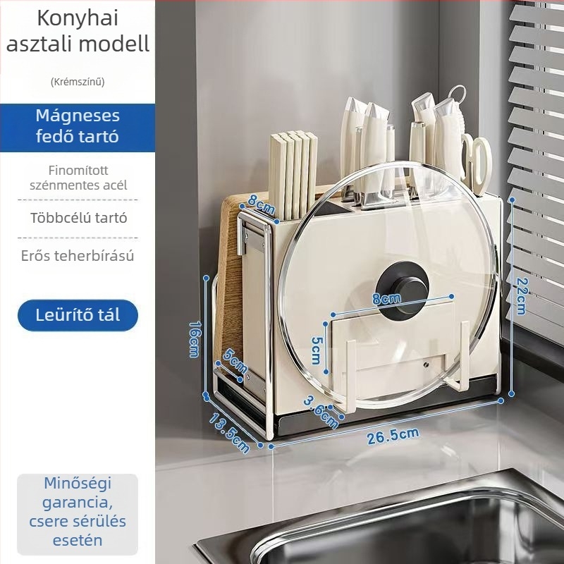 Konyhai késállvány – többfunkciós, mozgatható, szénacélból, nordic stílusú téglalap alakú dizájn