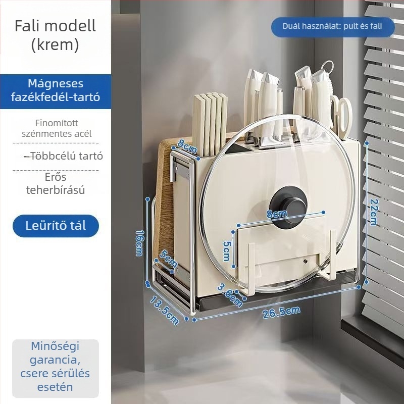 Konyhai késállvány – többfunkciós, mozgatható, szénacélból, nordic stílusú téglalap alakú dizájn