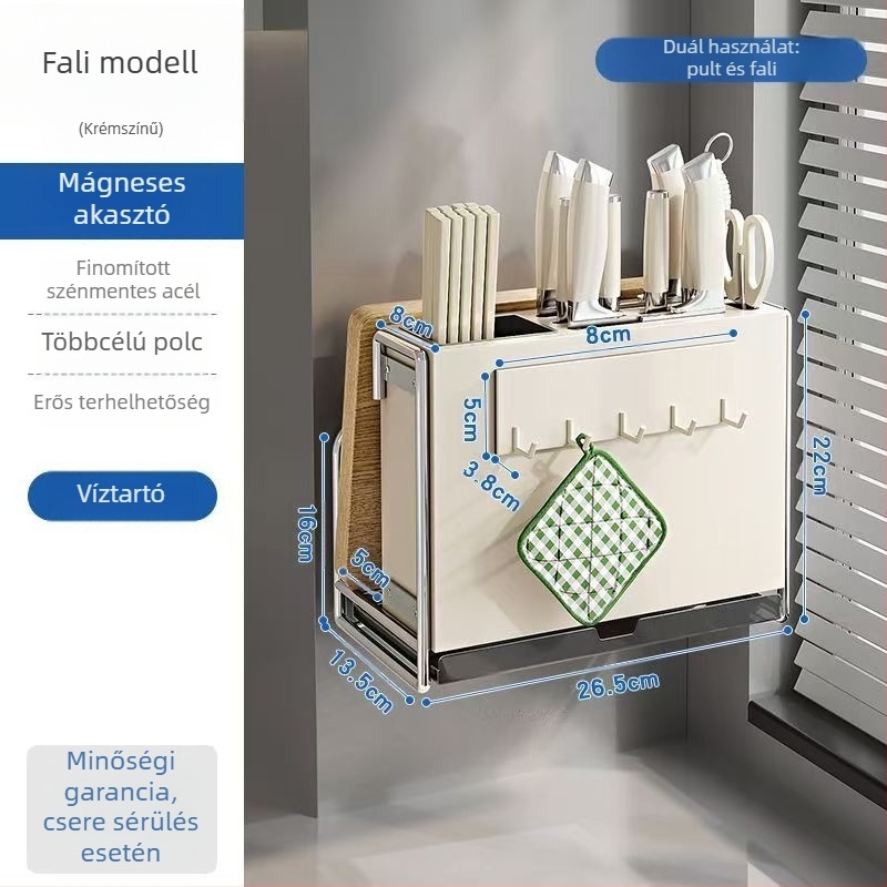 Konyhai késállvány – többfunkciós, mozgatható, szénacélból, nordic stílusú téglalap alakú dizájn