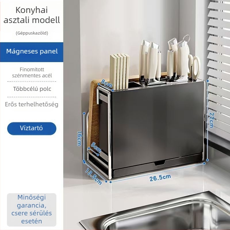 Konyhai késállvány – többfunkciós, mozgatható, szénacélból, nordic stílusú téglalap alakú dizájn