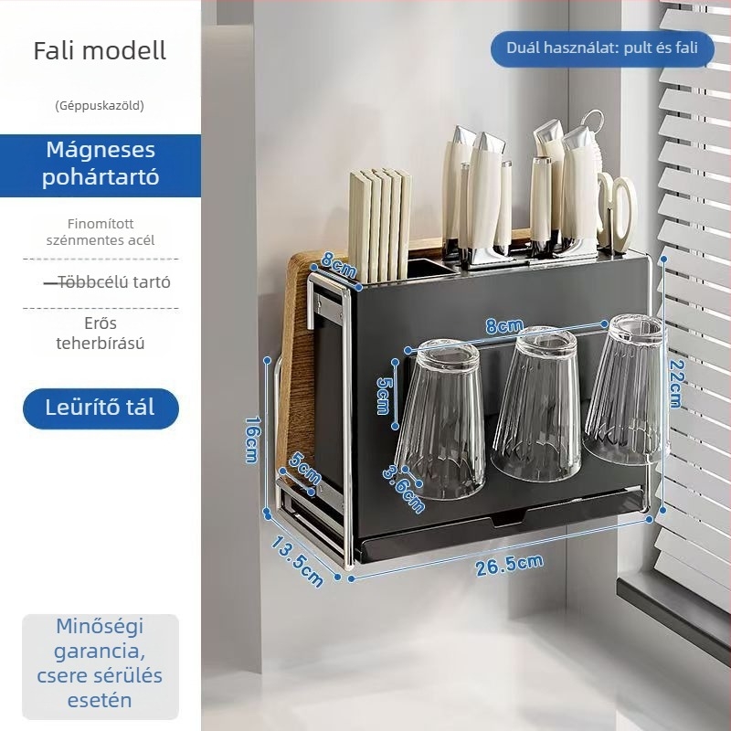 Konyhai késállvány – többfunkciós, mozgatható, szénacélból, nordic stílusú téglalap alakú dizájn