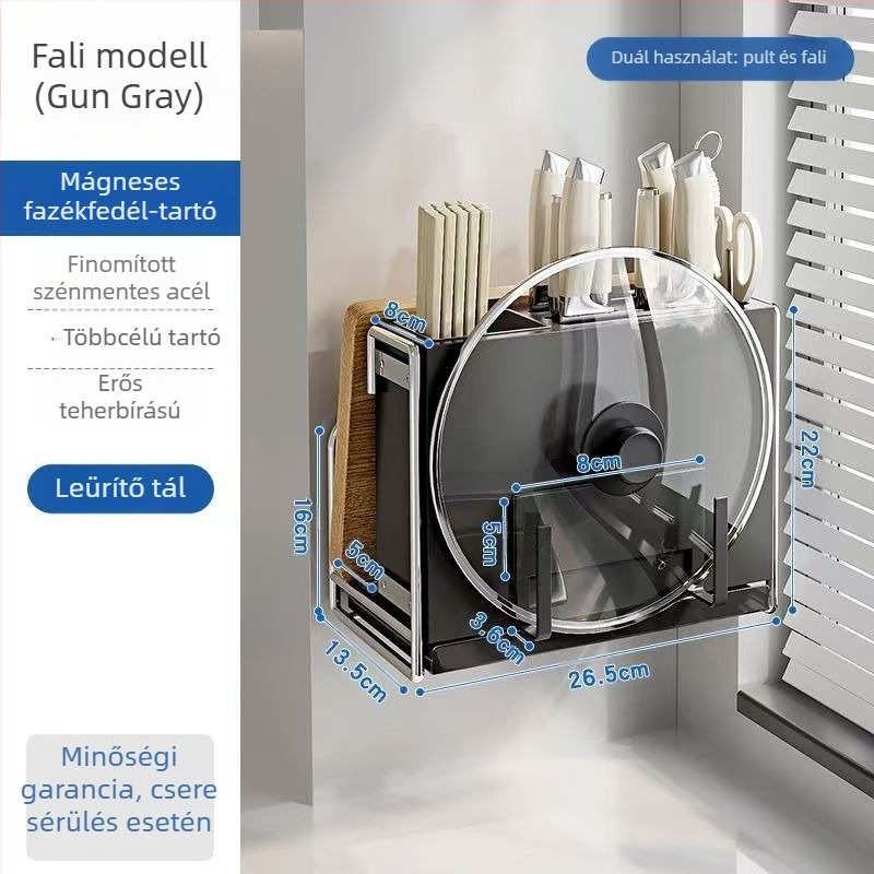 Konyhai késállvány – többfunkciós, mozgatható, szénacélból, nordic stílusú téglalap alakú dizájn