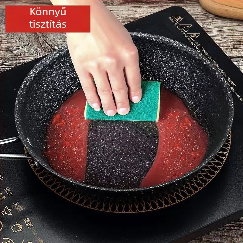 Maifan kővel bevont tapadásmentes serpenyő üveges fedővel (Indukciós kompatibilis, egylapos alsó, általános felhasználás)