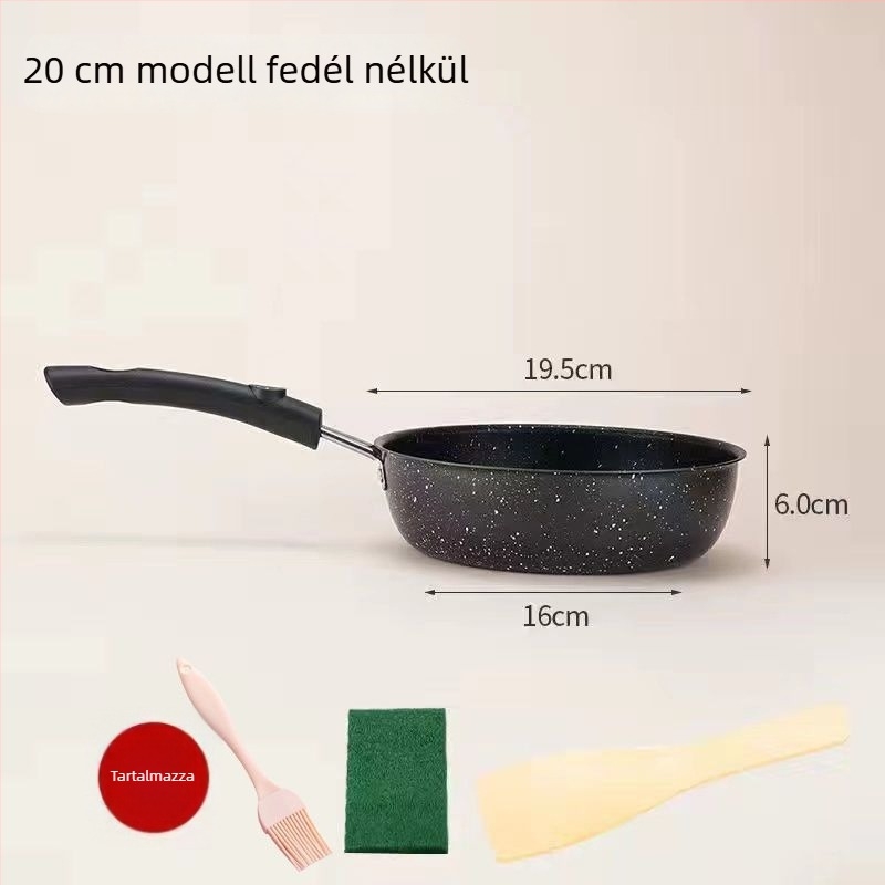 Maifan kővel bevont tapadásmentes serpenyő üveges fedővel (Indukciós kompatibilis, egylapos alsó, általános felhasználás)