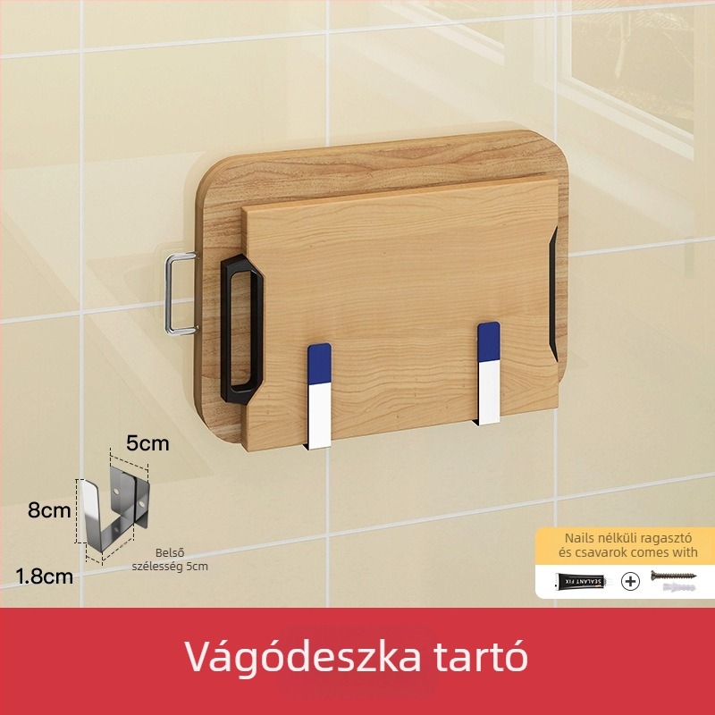 Fali konyhai rack, 304 rozsdamentes acélból, többfunkciós, telepítés nélküli, falra szerelhető polc, Dongguan 2019
