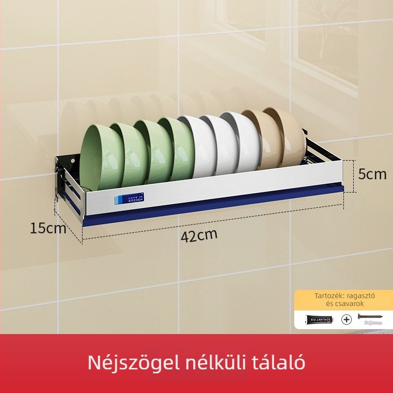 Fali konyhai rack, 304 rozsdamentes acélból, többfunkciós, telepítés nélküli, falra szerelhető polc, Dongguan 2019