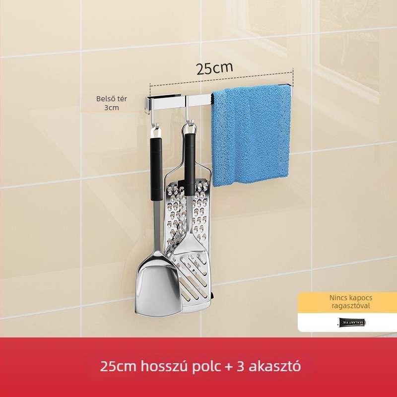 Fali konyhai rack, 304 rozsdamentes acélból, többfunkciós, telepítés nélküli, falra szerelhető polc, Dongguan 2019