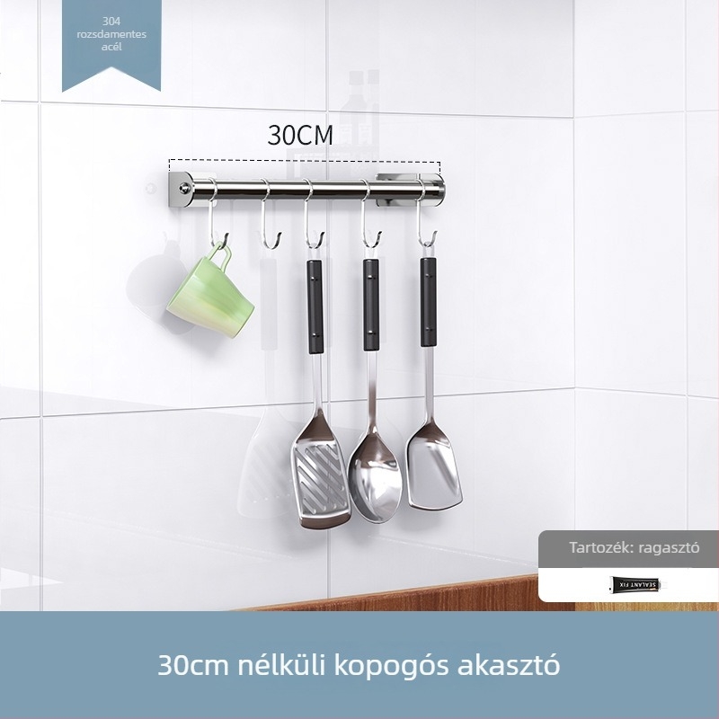 Fali konyhai rack, 304 rozsdamentes acélból, többfunkciós, telepítés nélküli, falra szerelhető polc, Dongguan 2019