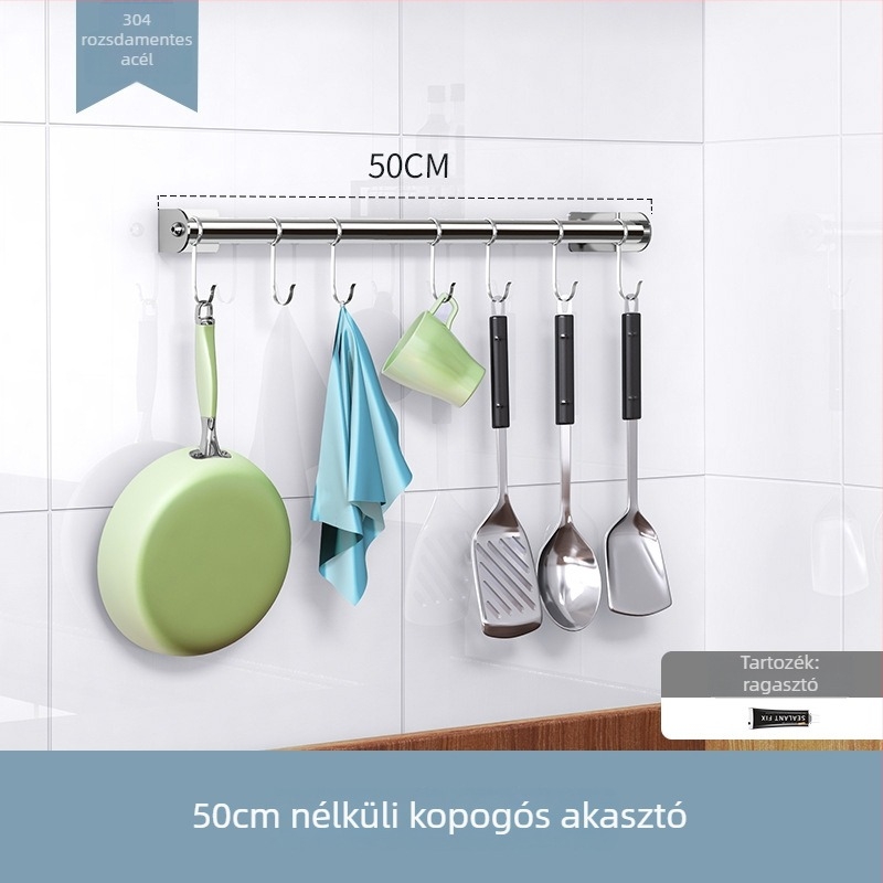 Fali konyhai rack, 304 rozsdamentes acélból, többfunkciós, telepítés nélküli, falra szerelhető polc, Dongguan 2019
