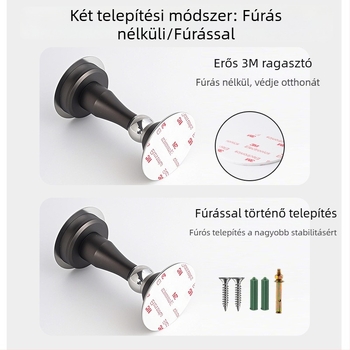 Rozsdamentes acél mágneses ajtócsapó 3 az 1-ben, falra szerelhető, polírozott és elektroplattált felülettel