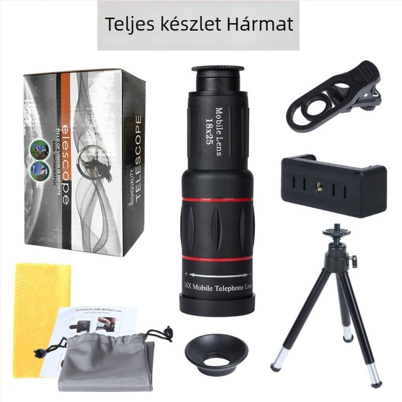 Monokuláris teleszkóp okostelefonhoz, 18× nagyítás, modell Red Circle Long Style, külső fotózás koncerteken