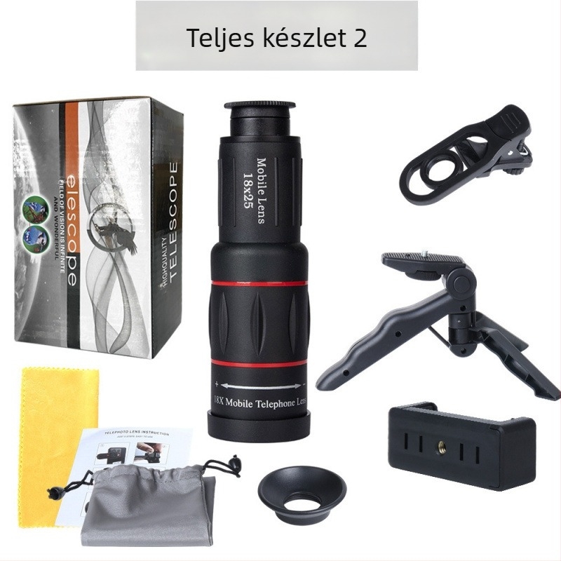 Monokuláris teleszkóp okostelefonhoz, 18× nagyítás, modell Red Circle Long Style, külső fotózás koncerteken