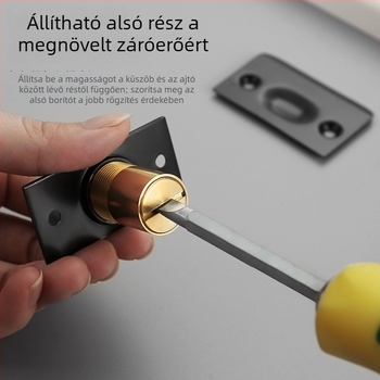 Ajtó ütésgolyógyöngyök, falra szerelhető, rozsdamentes acél és réz, felület elektroplatingezett/polírozott, kézi működtetés, modern minimalista stílus