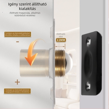 Ajtó ütésgolyógyöngyök, falra szerelhető, rozsdamentes acél és réz, felület elektroplatingezett/polírozott, kézi működtetés, modern minimalista stílus