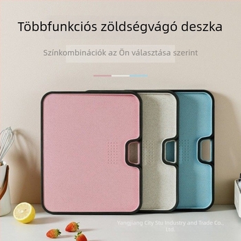 Megvastagított szilikon vágódeszka, csúszásmentes konyhai eszköz, babatáplálás előkészítésére, búzaszalmából készült, antibakteriális és penészálló, zöldségek szeleteléséhez