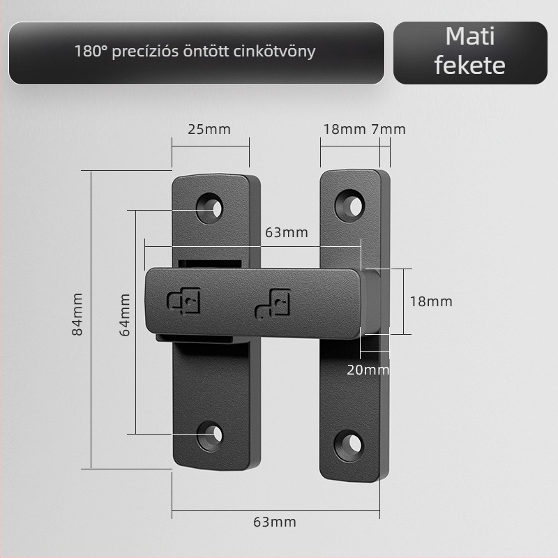 Ajtózár típus A, Modell 83 Buckle, Cinkötvözet, Szemcsés felület, Szerelés a felületen, Beltér