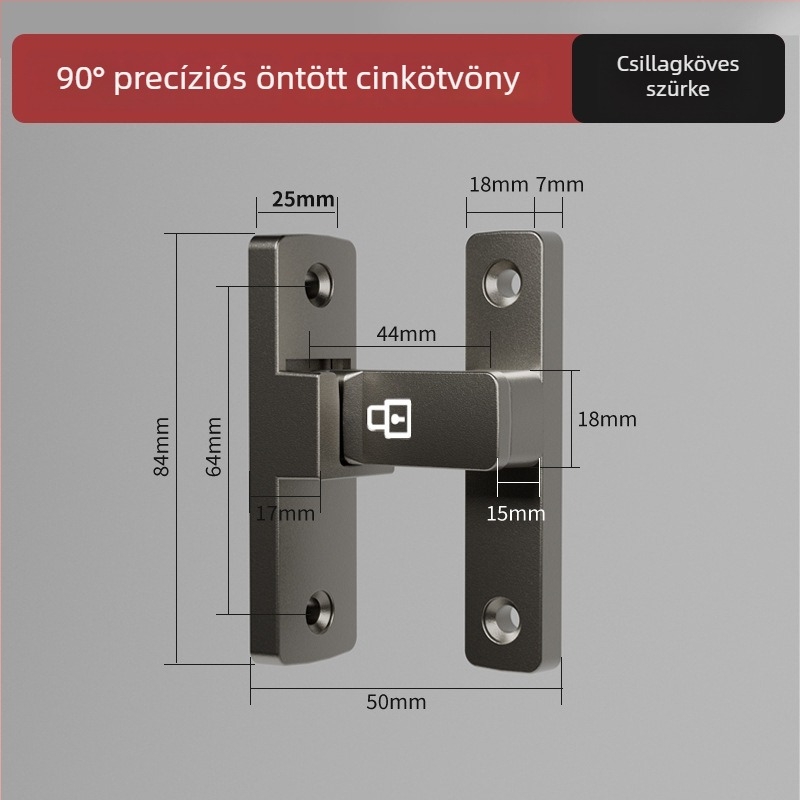 Ajtózár típus A, Modell 83 Buckle, Cinkötvözet, Szemcsés felület, Szerelés a felületen, Beltér