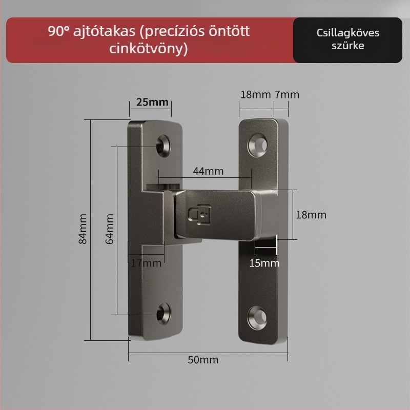 Ajtózár típus A, Modell 83 Buckle, Cinkötvözet, Szemcsés felület, Szerelés a felületen, Beltér