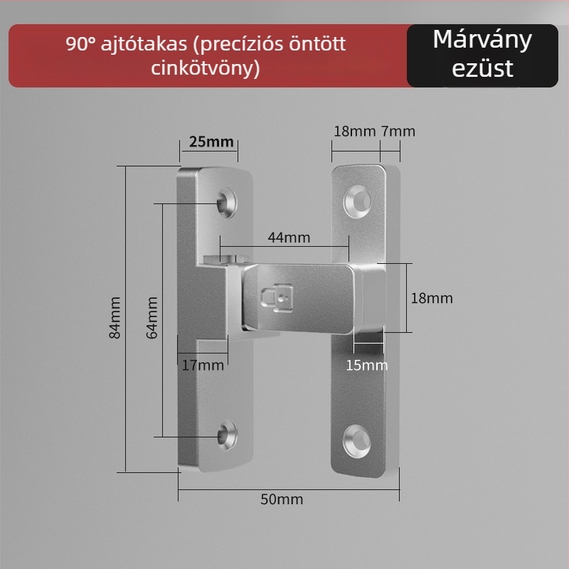 Ajtózár típus A, Modell 83 Buckle, Cinkötvözet, Szemcsés felület, Szerelés a felületen, Beltér