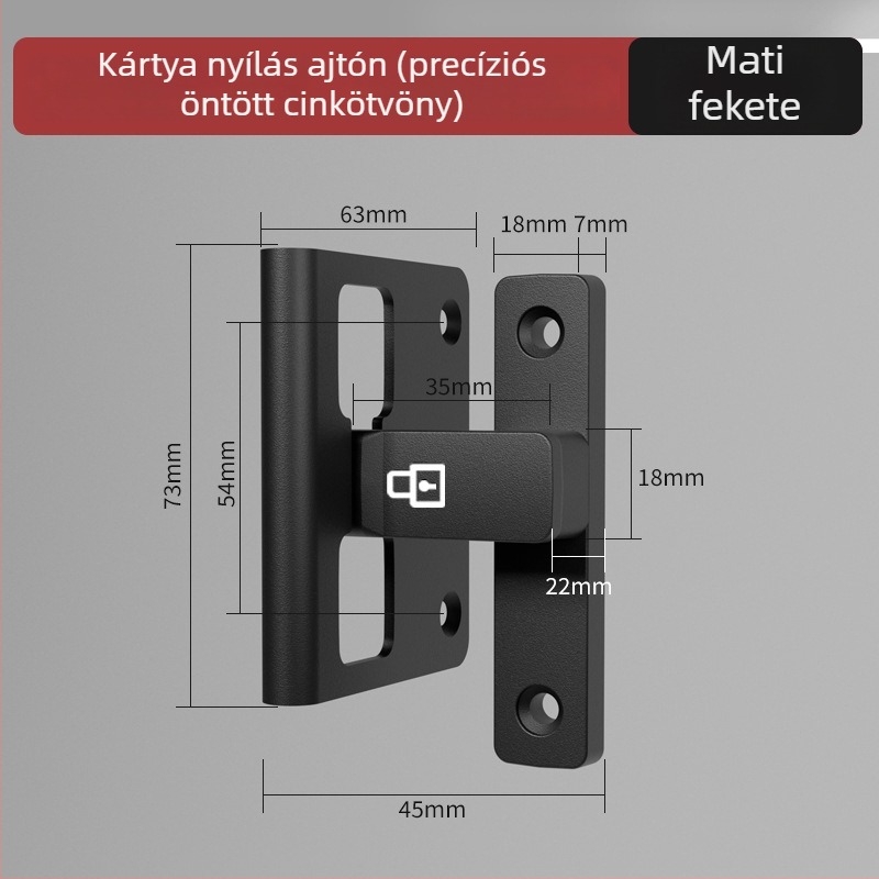 Ajtózár típus A, Modell 83 Buckle, Cinkötvözet, Szemcsés felület, Szerelés a felületen, Beltér