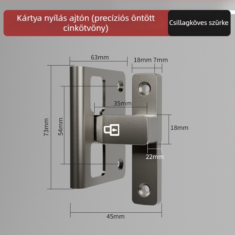 Ajtózár típus A, Modell 83 Buckle, Cinkötvözet, Szemcsés felület, Szerelés a felületen, Beltér