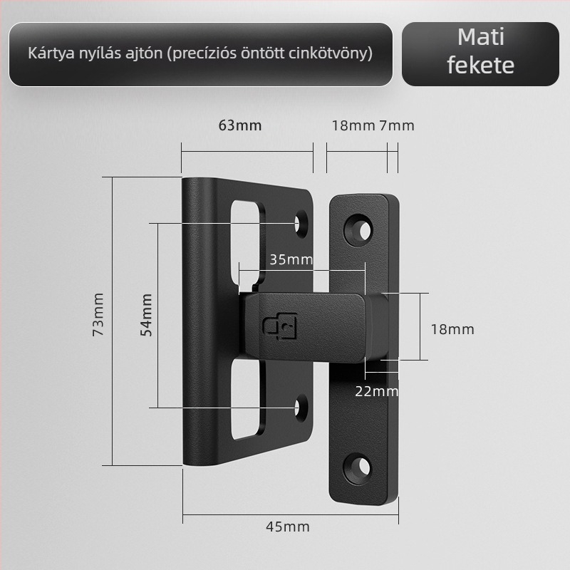 Ajtózár típus A, Modell 83 Buckle, Cinkötvözet, Szemcsés felület, Szerelés a felületen, Beltér