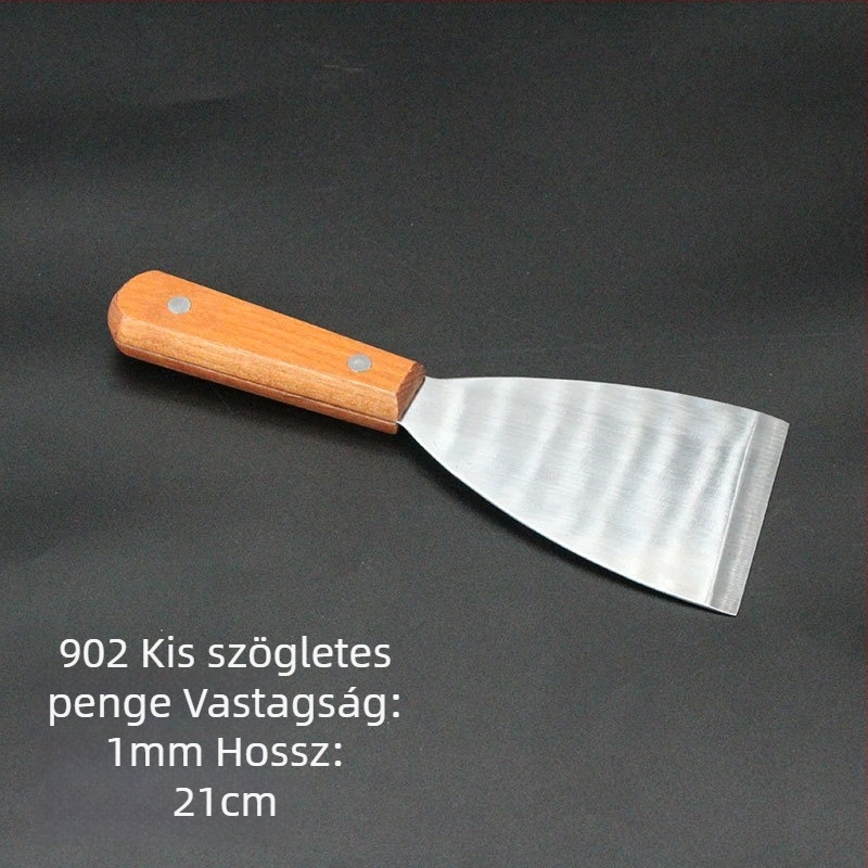 Teppanyaki spatula készlet fa fogantyúval, rozsdamentes acélból – magas hőállóság, égésmentes, tartalmaz steak spatulát és grill spatulát