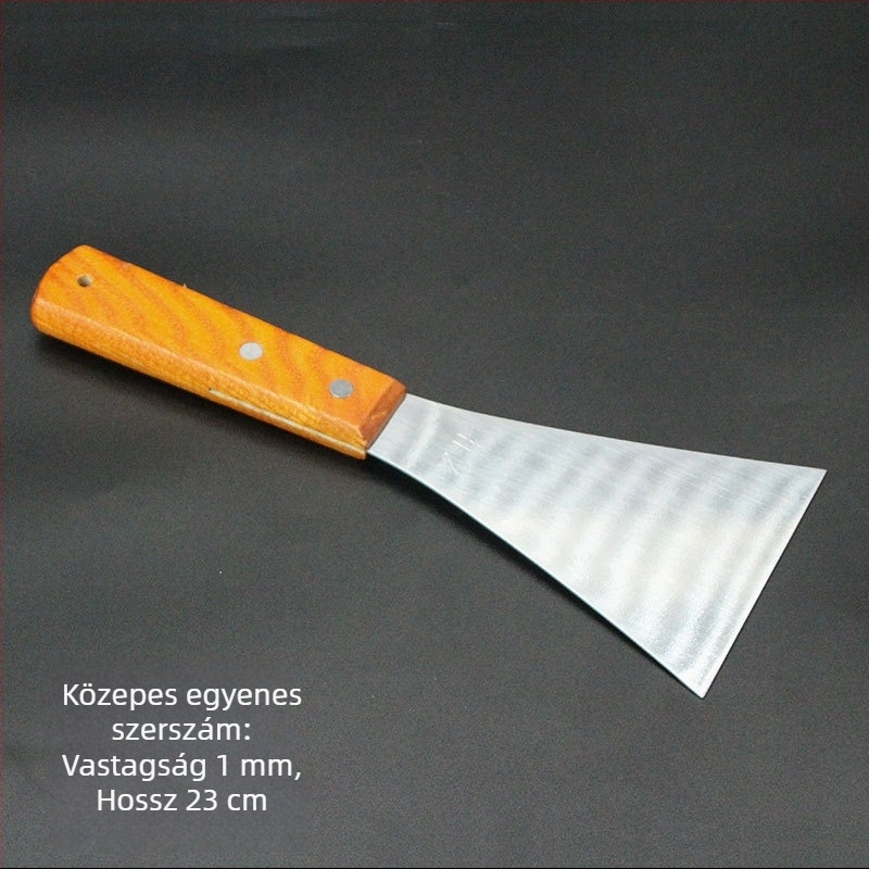 Teppanyaki spatula készlet fa fogantyúval, rozsdamentes acélból – magas hőállóság, égésmentes, tartalmaz steak spatulát és grill spatulát