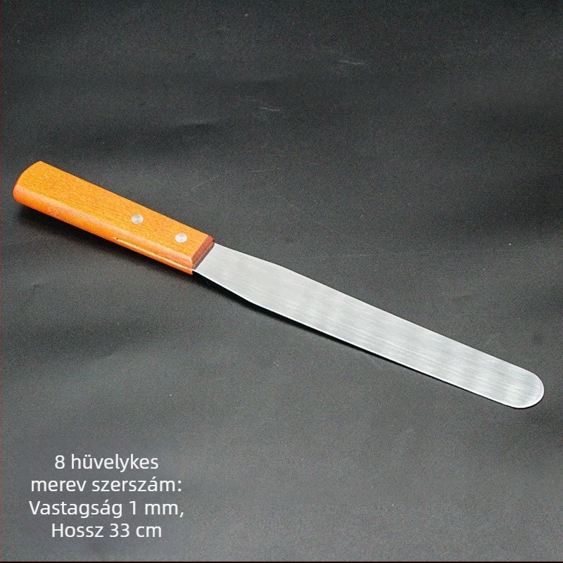 Teppanyaki spatula készlet fa fogantyúval, rozsdamentes acélból – magas hőállóság, égésmentes, tartalmaz steak spatulát és grill spatulát