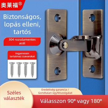 90 fokos rozsdamentes acél ajtózár – Típus A, szálcsiszolt felület, modell 90 Degree Door Buckle, Orford