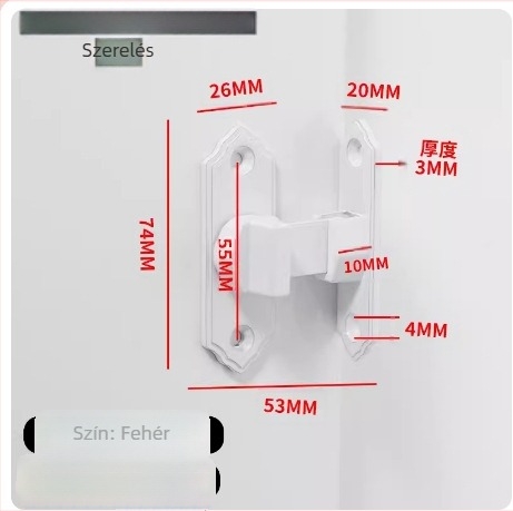 90 fokos rozsdamentes acél ajtózár – Típus A, szálcsiszolt felület, modell 90 Degree Door Buckle, Orford
