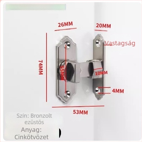90 fokos rozsdamentes acél ajtózár – Típus A, szálcsiszolt felület, modell 90 Degree Door Buckle, Orford