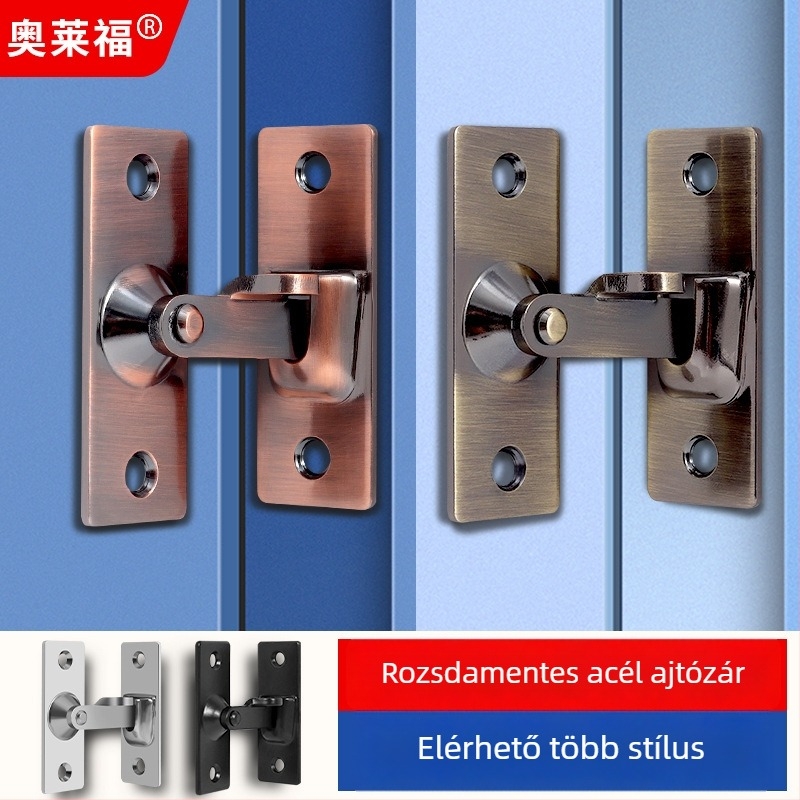 90 fokos rozsdamentes acél ajtózár – Típus A, szálcsiszolt felület, modell 90 Degree Door Buckle, Orford