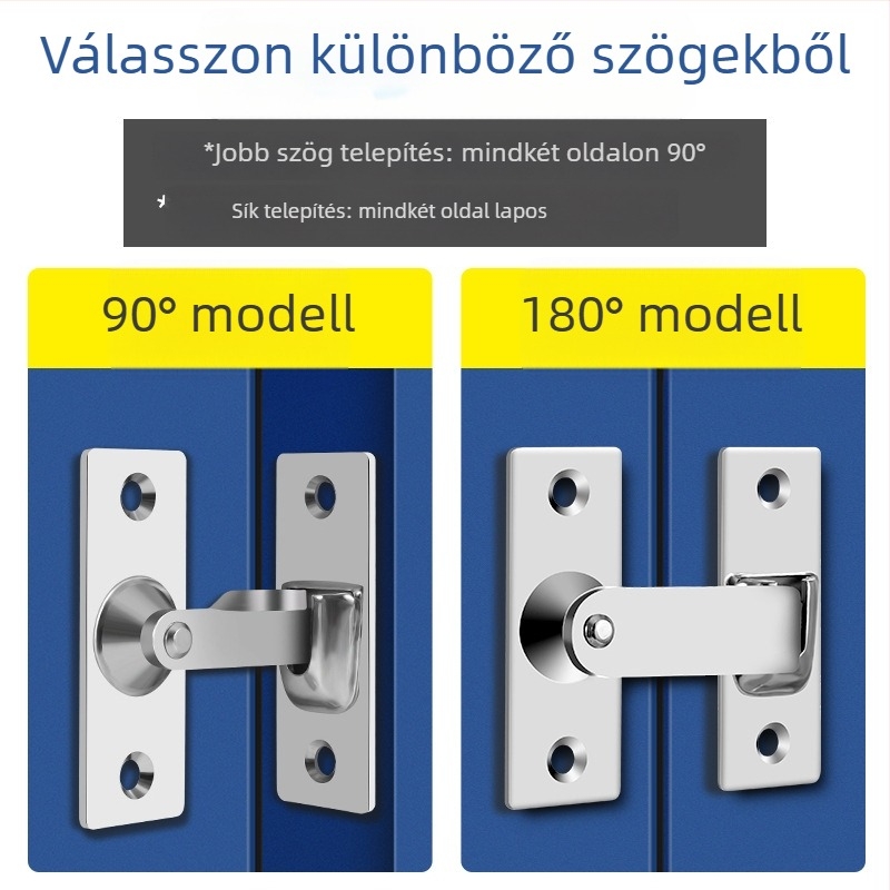 90 fokos rozsdamentes acél ajtózár – Típus A, szálcsiszolt felület, modell 90 Degree Door Buckle, Orford