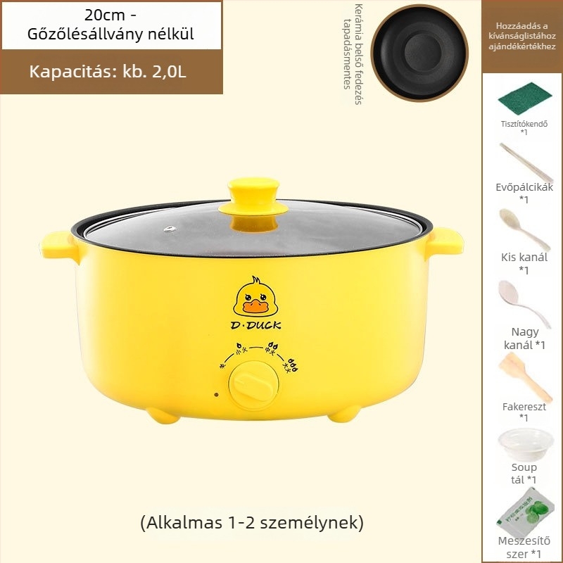 Elektromos főzőkészülék dupla fogantyúval és forgó gombos vezérléssel, integrált dizájn, 4–5 adaghoz