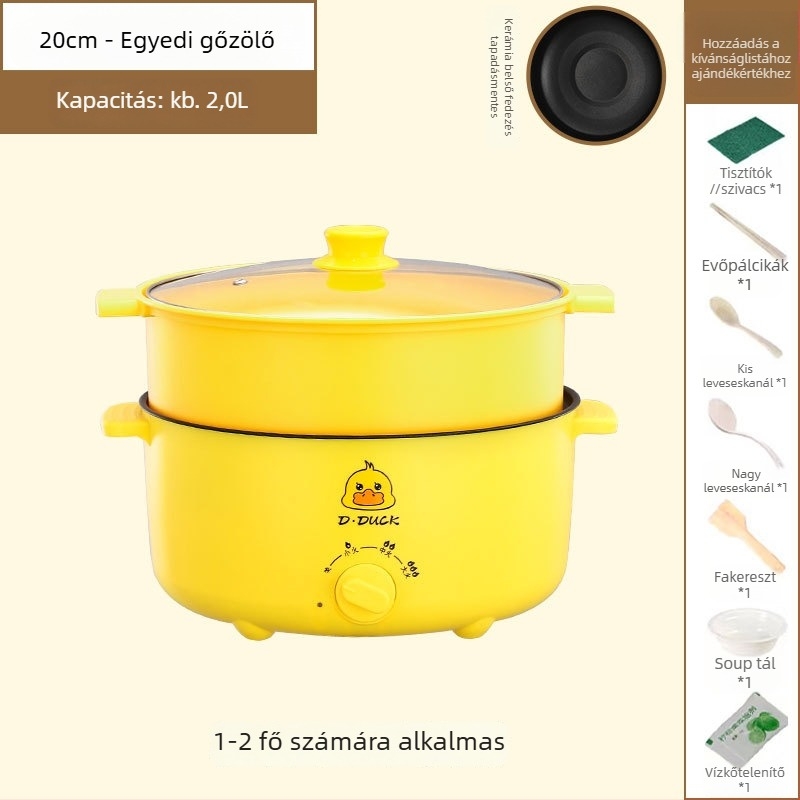 Elektromos főzőkészülék dupla fogantyúval és forgó gombos vezérléssel, integrált dizájn, 4–5 adaghoz